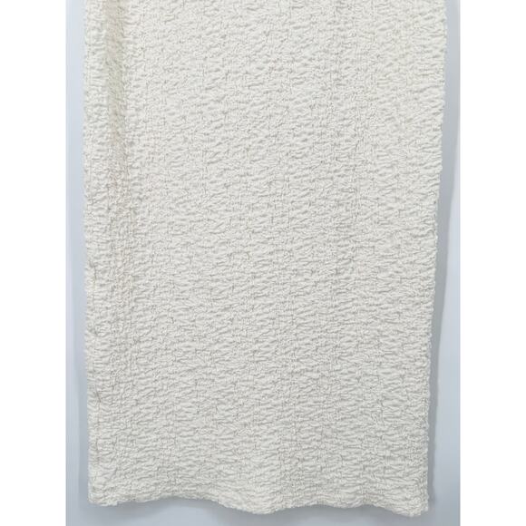 Massimo Dutti Textured Mock Neck Dress Sleeveless Turtleneck Midi, White - Picture 7 of 14